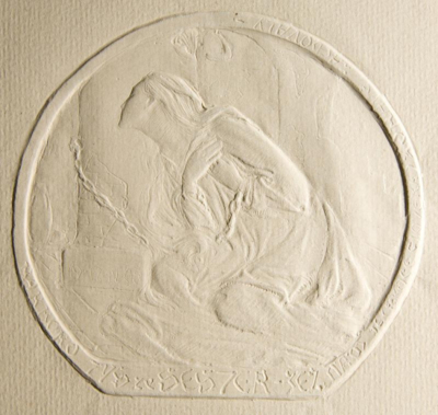 František Bílek, Barboro, tys ze sester, jež nám je (srdce člověka) zdravé zachovaly. (Kaplička světic), 1905, slepotisk na pergamenu