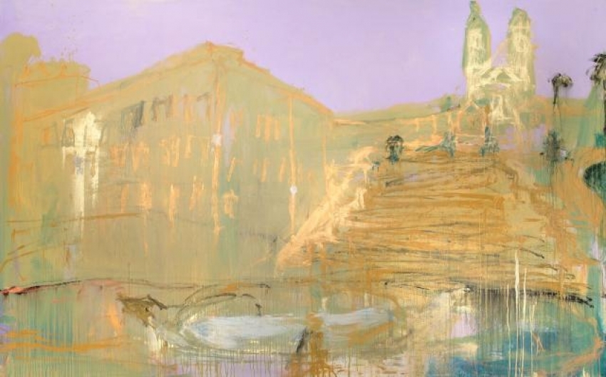 Jakub Špaňhel, Španělské schody, 2011, akryl, plátno, 280×450 cm