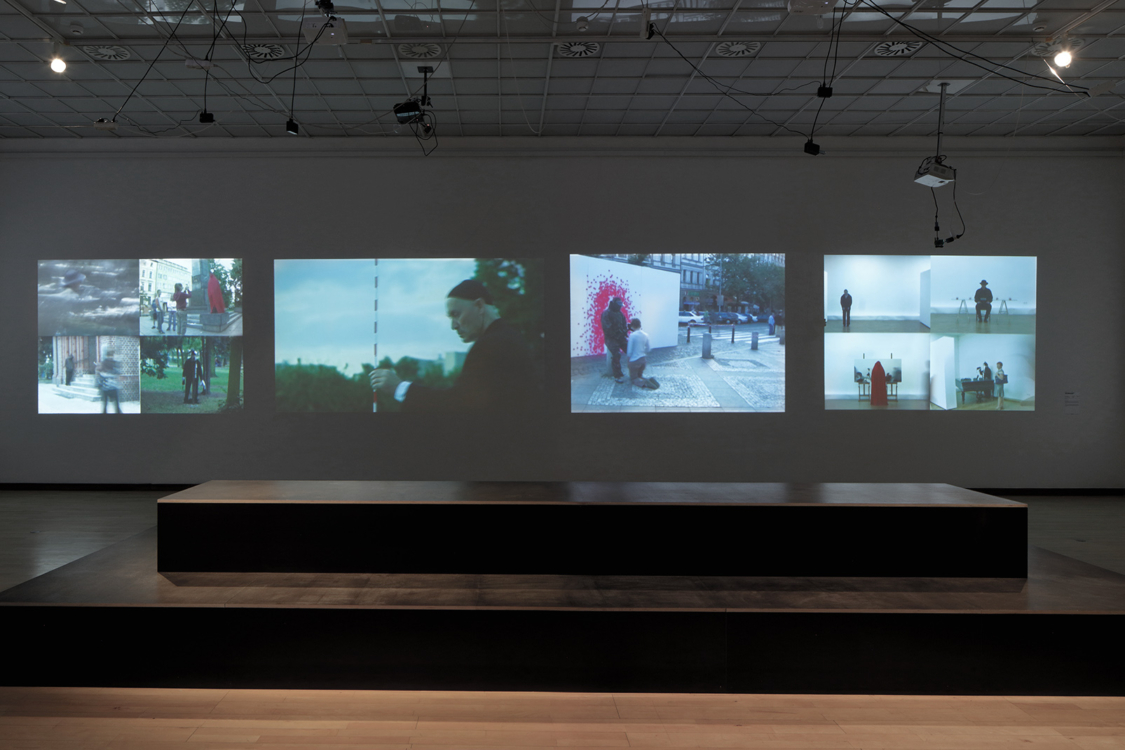 view to the exhibition Tomáš Ruller: Perform Made – Sustainable Flashbacks, Municipal Library, 2nd floor, 2018. Photo by Martin Polák