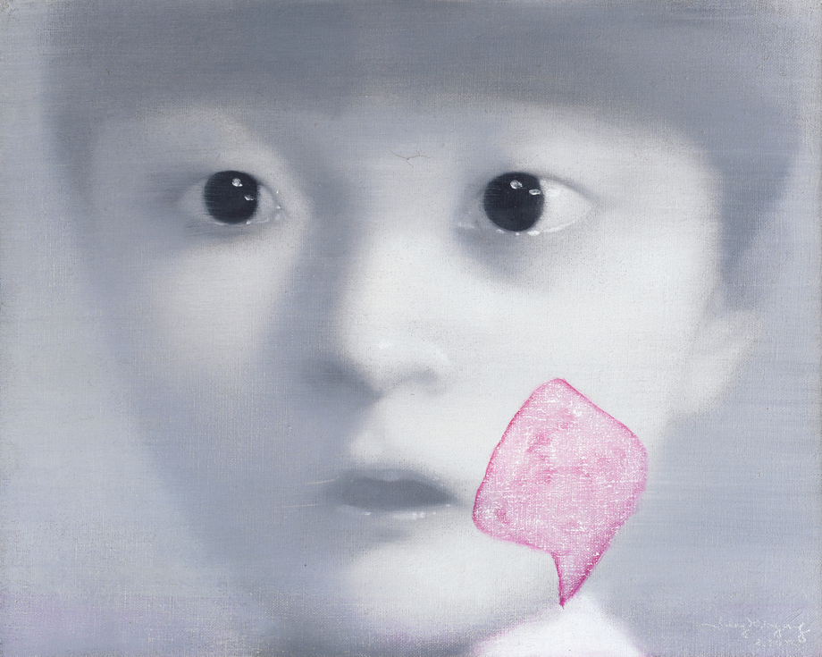 Zhang Xiaogang, Moje dcera č. 1, 2000, olej na plátně, 40×50 cm