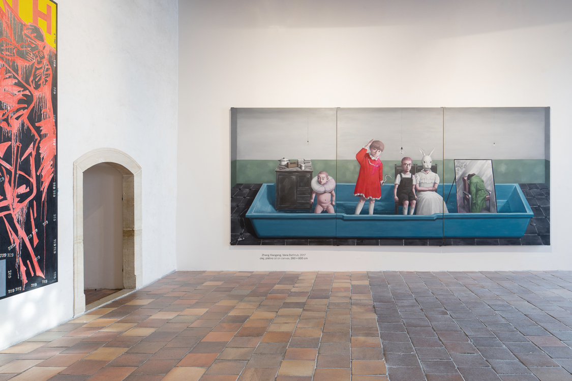 view to the exhibition The Reunion of Poetry and Philosophy / Zhang Xiaogang & Wang Guangyi, Stone Bell House, 2018. Photo by Tomáš Souček