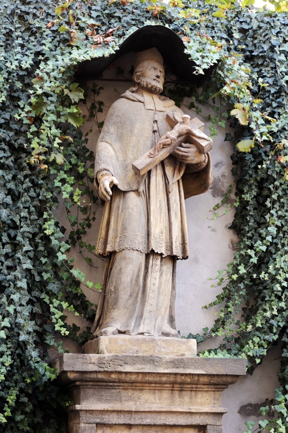 Statue of St. John of Nepomuk – before restoration, Šporkova, Prague 1
