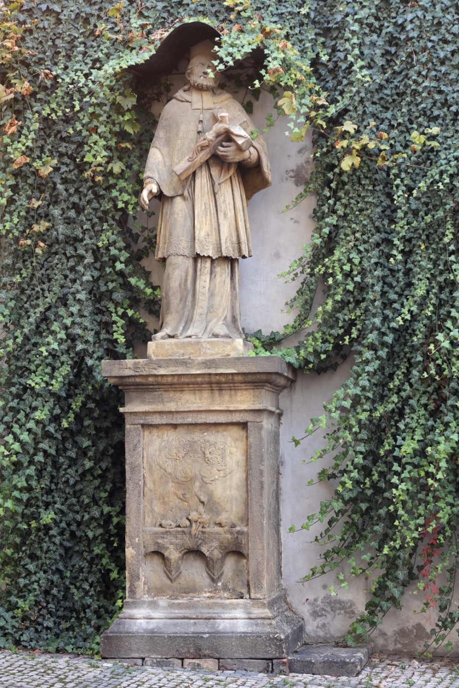 Statue of St. John of Nepomuk – before restoration, Šporkova, Prague 1