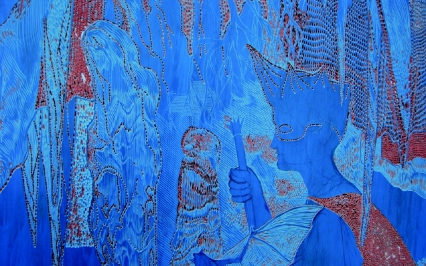 Jan Vičar, Převozník (detail), 2014, linoryt