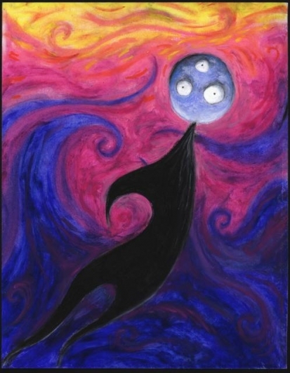 Bez názvu (Creature Series), 1997–1998, pastel na papíře, 35,6×27,9 cm, soukromá sbírka. © 2014 Tim Burton