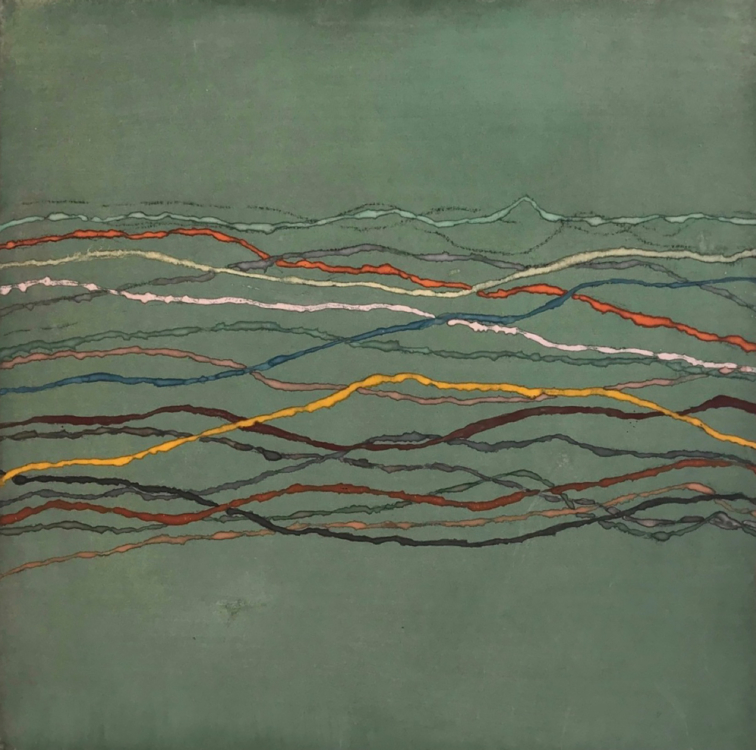 Jan Jedlička, Maremma, orizonti verde, 2017, pigmenty na japanu a plátně, 43×43 cm