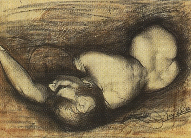 Jean Delville, Studie k Cyklu vášně, cca 1890, kresba, soukromá sbírka