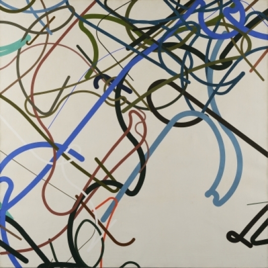 Zdeněk Sýkora, Linie č. 39, 1986, olej, plátno, 150×150 cm