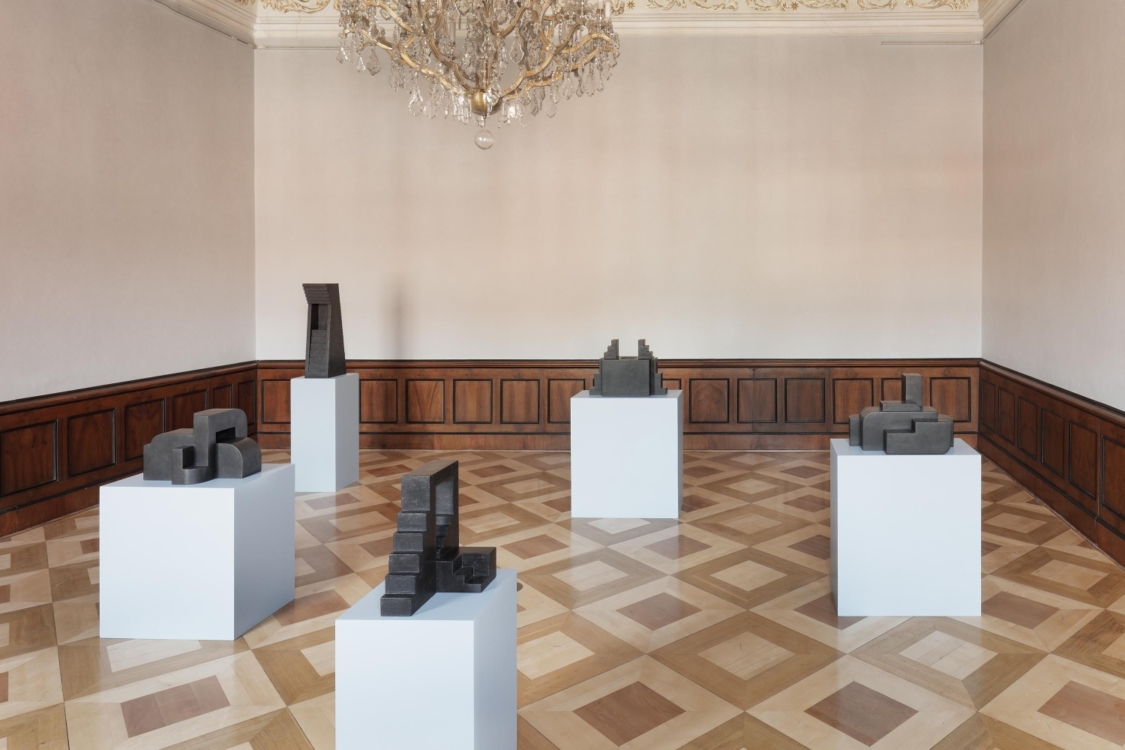 view to the exhibition Suška – Stones / Škoda – Objects, Troja Château, 2022, objects of Michal Škoda. Photo by Martin Polák