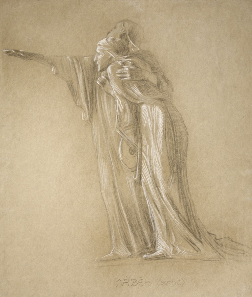 František Bílek, Slepci, kolem 1901, uhel na papíře, 63×49 cm