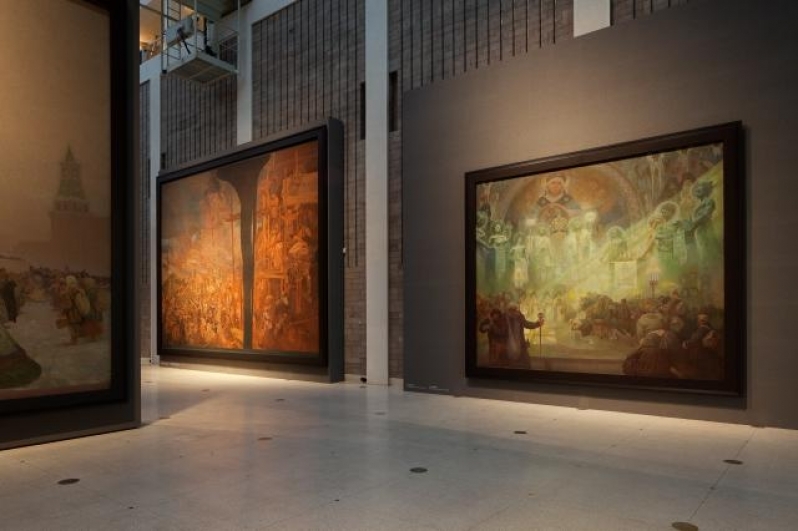 view of the exhibition Alfons Mucha: The Slav Epic, Trade Fair palace, 2012. Photo by Tomáš Souček