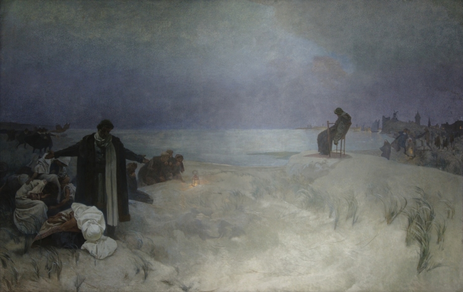 Alfons Mucha, z cyklu Slovanská epopej – Jan Amos Komenský, 1918, olej a tempera na plátně