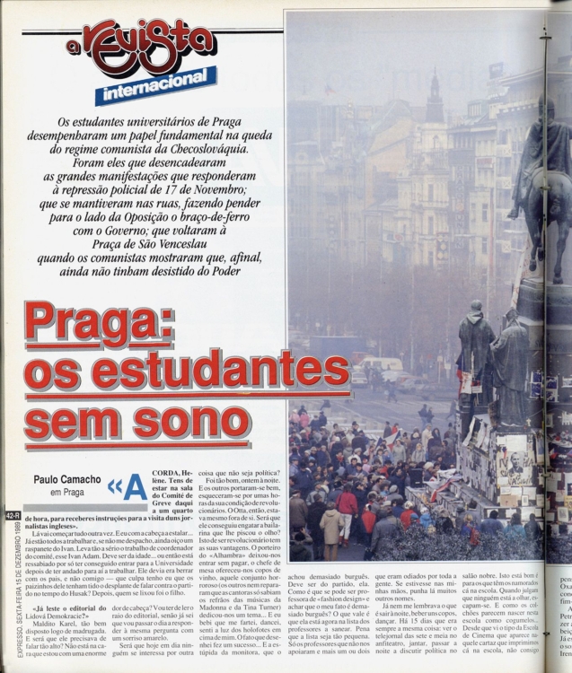 Článek o akci s růžemi v portugalském tisku, 1989. Zdroj: Biblioteca Municipal de Lisboa