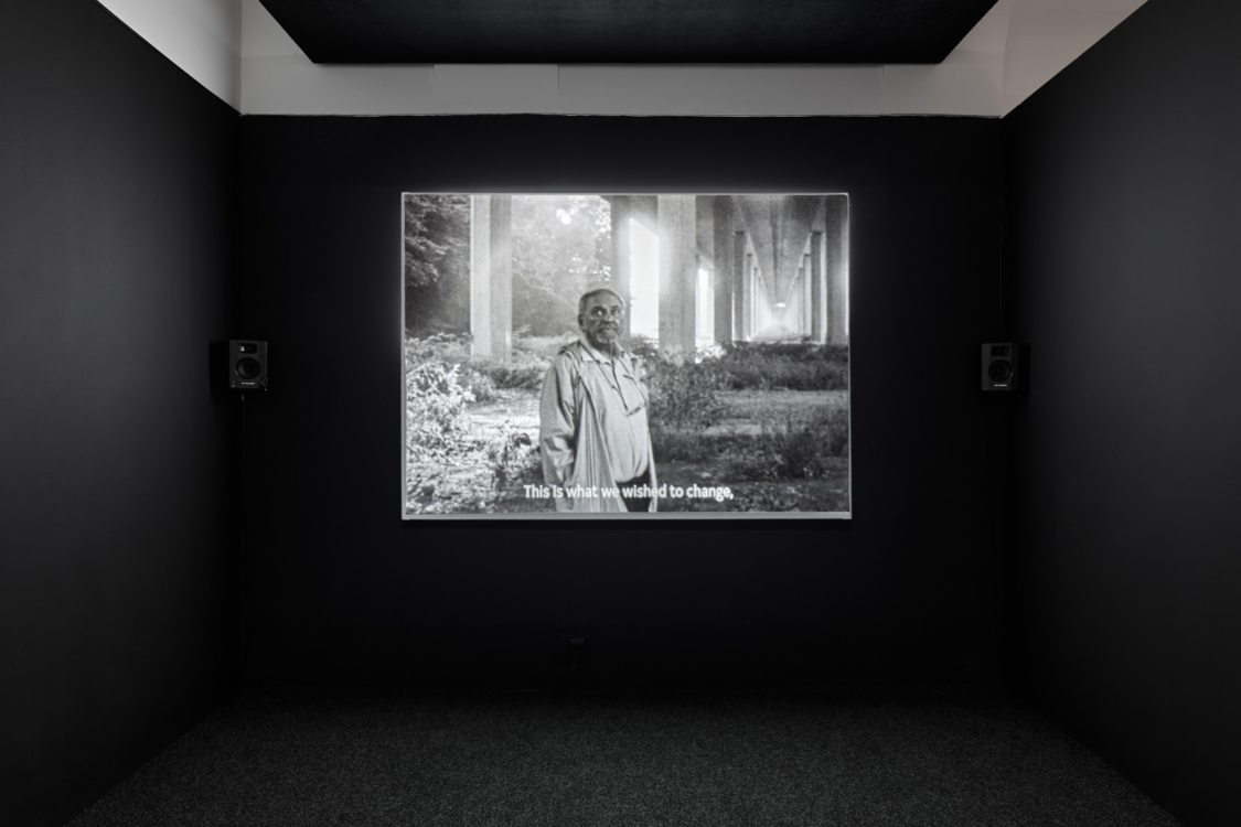 view to the Thinking Through Film exhibition, Stone Bell House, 2023. Photo by Jan Kolský