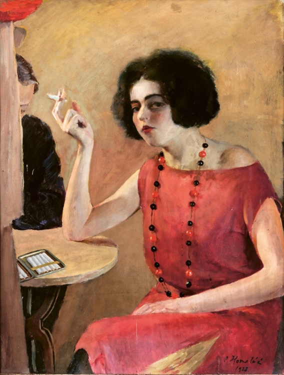 Oldřich Homoláč, Dívka v červeném, 1927, olej na plátně, 70×53 cm, soukromá sbírka