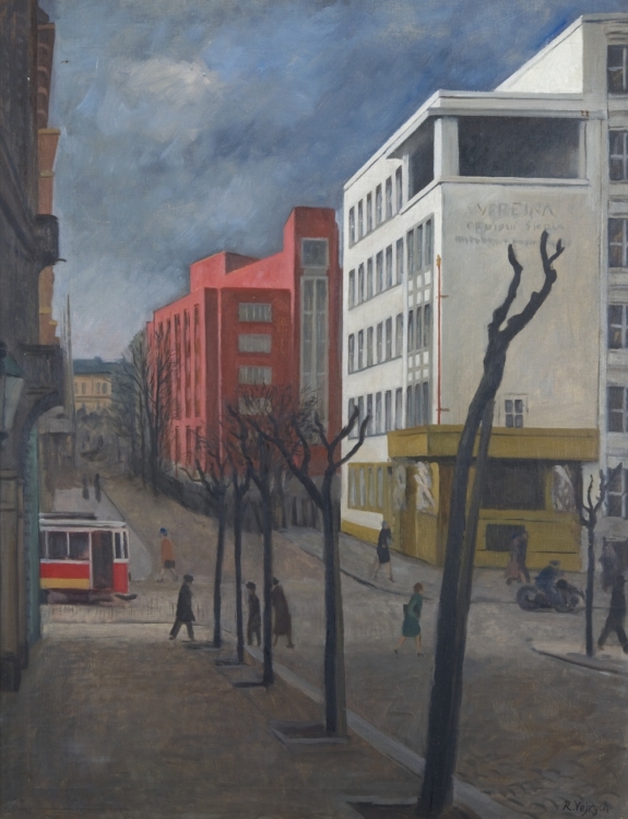 Rudolf Vejrych, Škola, kolem 1930, olej, plátno, 105,5×82,5 cm, Galerie hlavního města Prahy