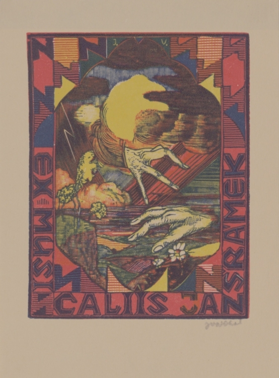 Ex musicaliis Jan Šrámek, 1916, dřevoryt, 165×120 mm
