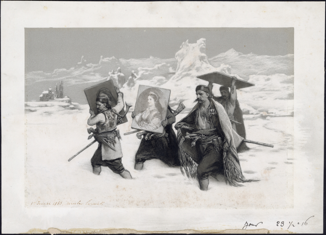 Jaroslav Čermák, Stěhování obrazů černohorské knížecí rodiny, 1863, Muzeum hlavního města Prahy