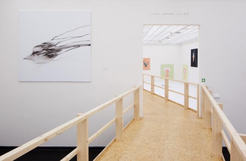 view to the exhibitio Petr Nikl: Playing for Time, Municipal Library, 2nd floor, 2014. Photo by Tomáš Souček