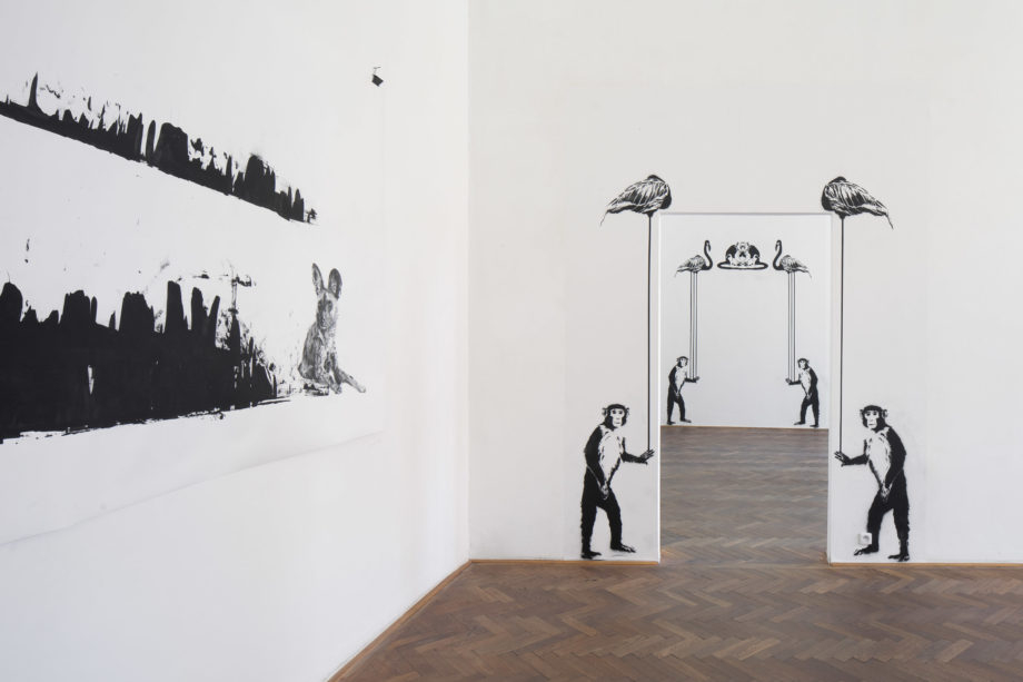 view to the exhibition Markéta Hlinovská: Fur in the City, Colloredo-Mansfeld Palace, 2018. Foto Tomáš Souček